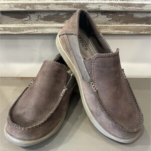Crocs Santa Cruz Triple Comfort Slip On Loafer Mens Size 8‎ Brown Leather